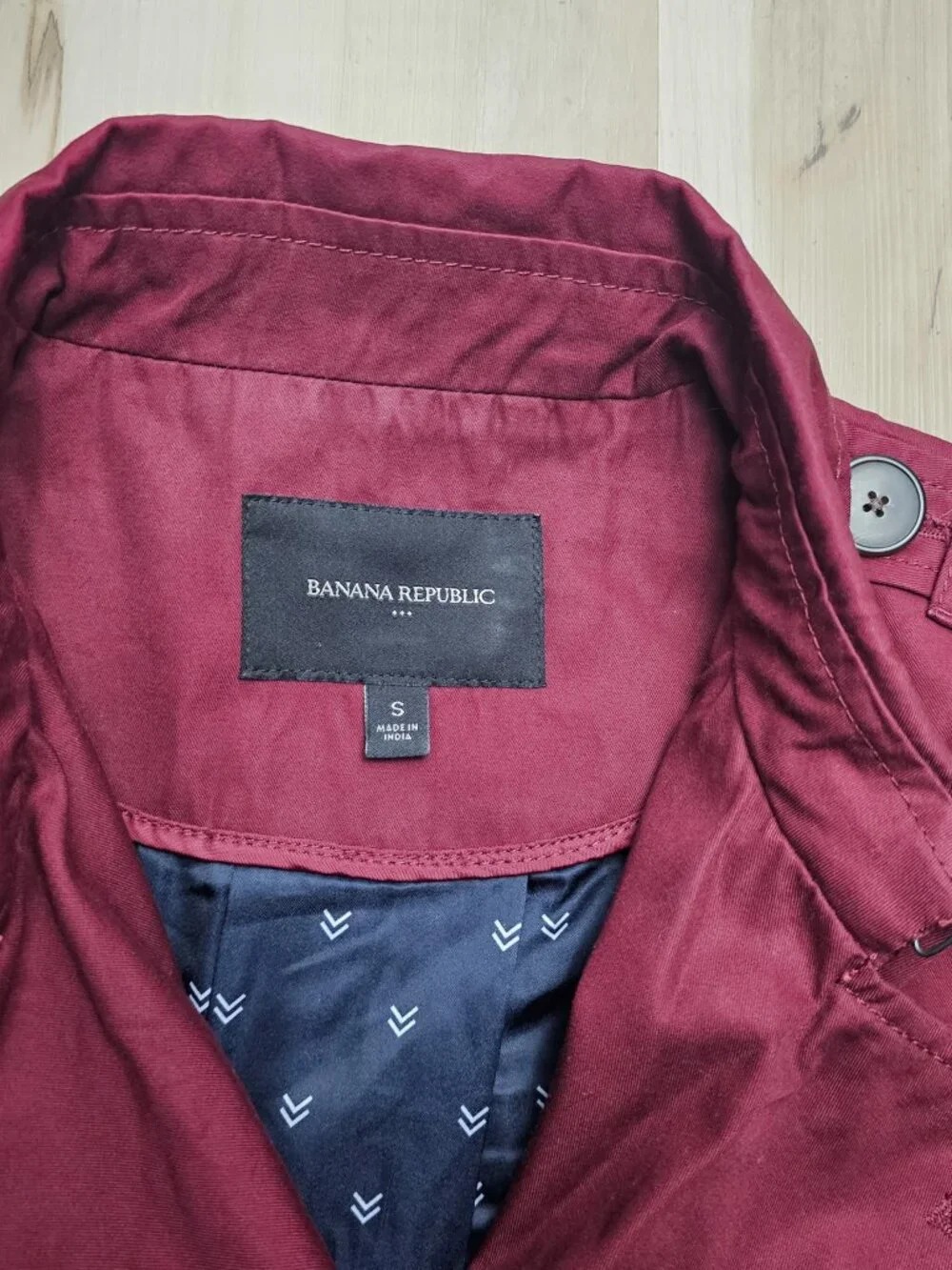 Banana Republic double-breasted short Military trench Jacket Burgundy Size S